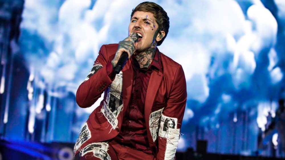 Oliver Sykes from Bring Me The Horizon performing live during the All Points East Festival at Victoria Park^ London. London^ UK - May 31^ 2019:
